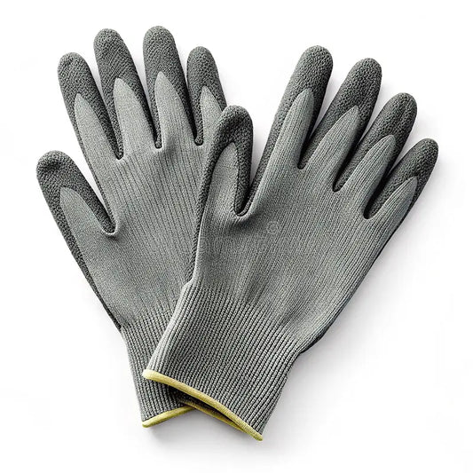 Safety Work Gloves, Gray and Black, Nitrile Coated, 10 Pairs, Striped Cuff