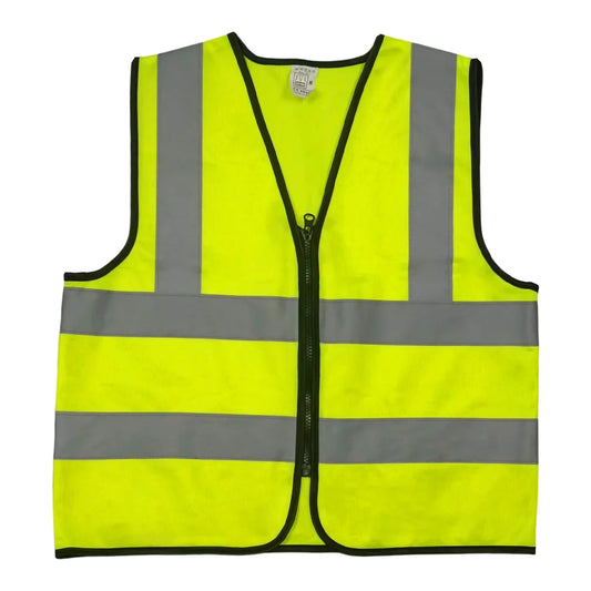 High Visibility Safety Vest, Fluorescent Green, Reflective Strips, 10 Pack